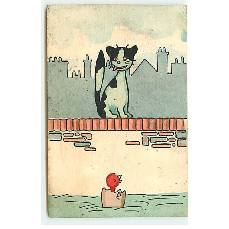 n°21526 - MM Vienne n°486 - Chat sur un mur regardant avec envie un poussin dans son oeuf