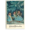 n°21534 - Fröhliche Weihnachten - Anges apportant des cadeaux, un sapin dans la nuit