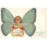 n°21555 - Fillette avec des ailes de papillon - Carte à paillettes