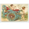 n°2156 - Carte Gaufrée - Forget me not - Charrette et angelots