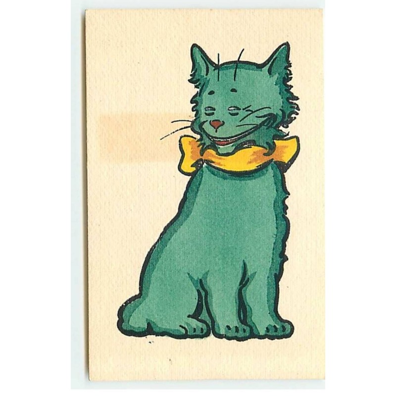 n°21572 - MM Vienne n°417 - Dessin d'un chat vert portant un foulard jaune