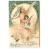 n°21573 - Carte Gaufrée - Fröhliche Weihnachten - Anges, le plus petit portant une lyre