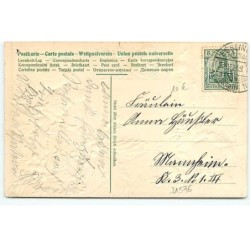 n°21576 - Carte Gaufrée - Fröhliche Weihnachten - Ange au-dessus d'oiseaux dans un nid au milieu de houx